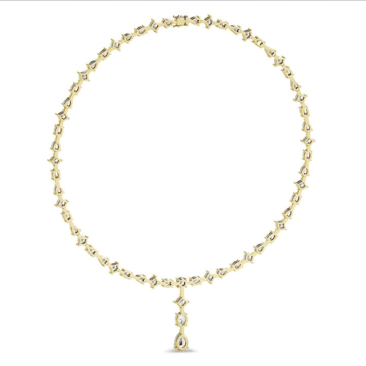 24.70 quilates gargantilla de diamantes cultivados en laboratorio en oro amarillo con colgante desmontable