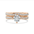 2.50 quilates anillo solitario diamante en oro rojo con diamantes en los lados en laboratoria