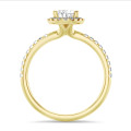 5.00 quilates halo anillo solitario en oro amarillo con diamante pera con diamantes redondos