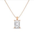 5.00 quilates colgante solitario diamante talla esmeralda en oro rojo