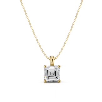 2.00 quilates colgante solitario diamante de corte asscher cultivado en laboratorio en oro amarillo