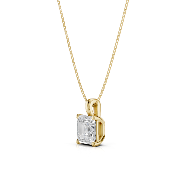 5.00 quilates colgante solitario diamante de corte asscher cultivado en laboratorio en oro rojo