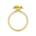 3.00 quilates halo anillo solitario diamante amarillo de talla radiante cultivado en laboratorio en oro amarillo