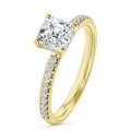5.00 quilates anillo solitario diamante de corte asscher cultivado en laboratorio en oro amarillo y halo oculto