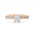 1.50 quilates anillo solitario diamante ovalado en oro rojo y halo oculto
