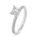 2.00 quilates anillo solitario diamante princesa en oro blanco y halo oculto