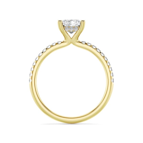 Anillos - 1.00 quilates anillo solitario diamante princesa en oro amarillo y halo oculto