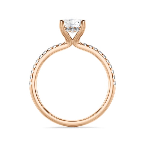Anillos - 1.50 quilates anillo solitario diamante de talla radiante en oro rojo y halo oculto