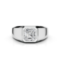 2.00 quilates anillo de sello con diamante talla asscher cultivado en laboratorio en oro blanco