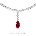 Único en su clase 34.90 quilates gargantilla degradé de diamantes en oro blanco con un diamante rojo Fancy Vivid en forma de pera