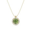 Collar halo con diamante Fancy Vivid Green de 1,00 quilates en oro amarillo