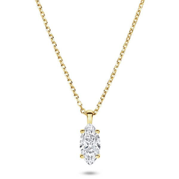 Gargantilla - 1.00 quilates colgante solitario en oro amarillo con diamante marquesa
