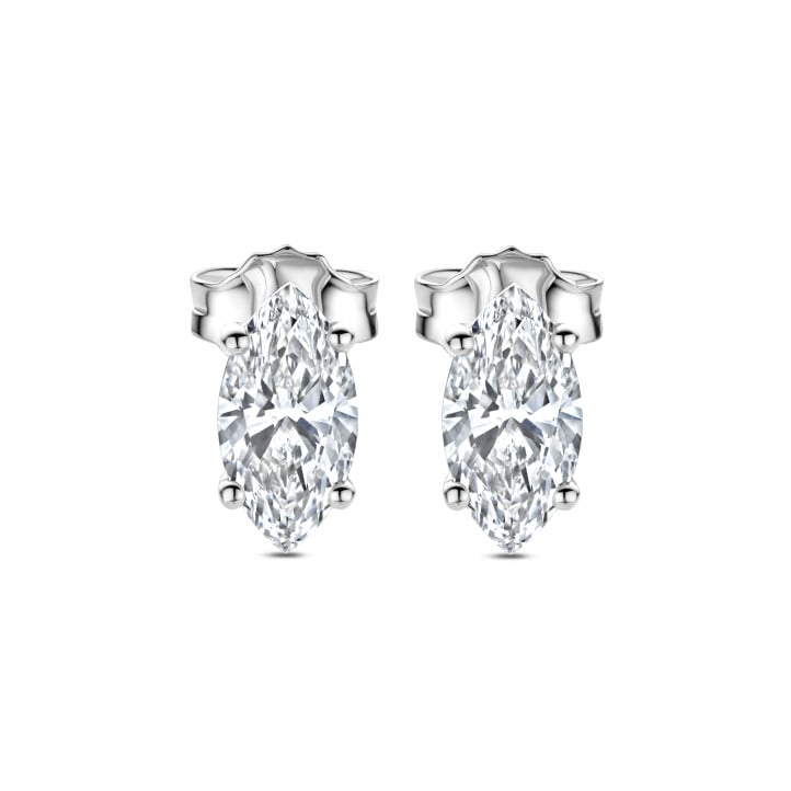 2.00 quilates pendientes solitario diamante talla marquesa en oro blanco