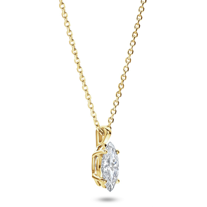 5.00 quilates colgante solitario en oro amarillo con diamante marquesa cultivado en laboratorio