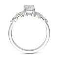 Anillo solitario tipo cluster 1.50 ct en oro blanco con diamante corte esmeralda