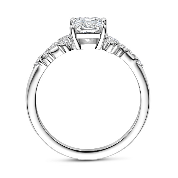 Search all PLP - Anillo solitario tipo cluster 2.00 ct en oro blanco con diamante corte radiante
