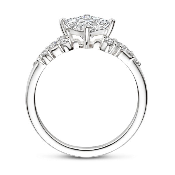 Anillos - Anillo solitario tipo cluster 1.00 ct en oro blanco con diamante corte princesa