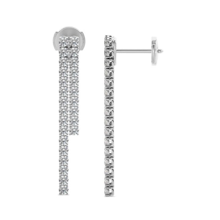 Boucles d'oreilles rivière avec diamants de 3.90 carats en or blanc
