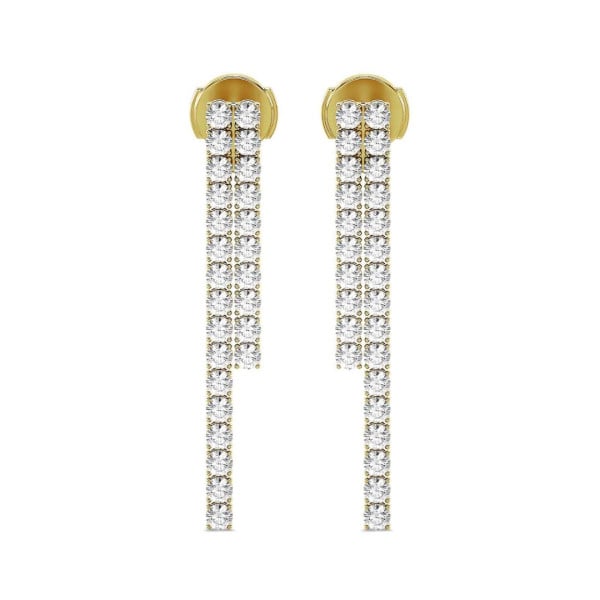 Boucles d'oreilles rivière avec diamants de 3.90 carats en or jaune