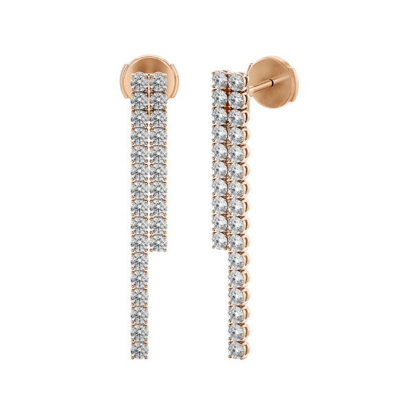 Boucles d'oreilles - Boucles d'oreilles rivière avec diamants synthétiques de 3.90 carats en or rouge