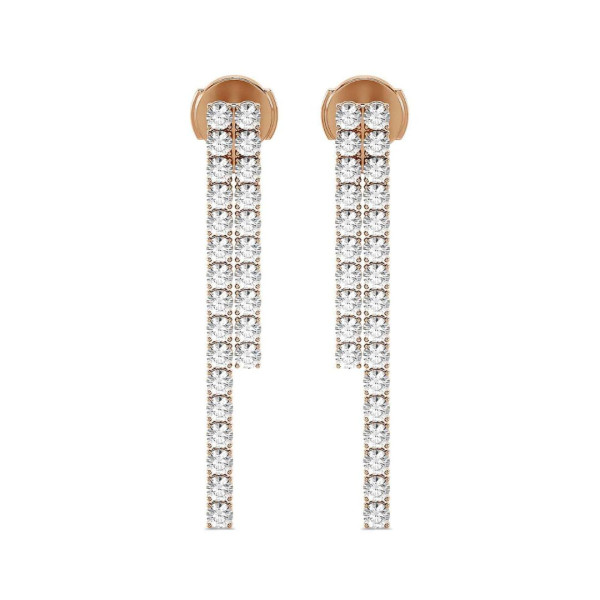Boucles d'oreilles - Boucles d'oreilles rivière avec diamants synthétiques de 3.90 carats en or rouge