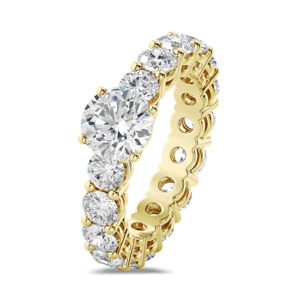 Bagues - 1.50 carat bague solitaire en or jaune avec diamants synthétiques ronds