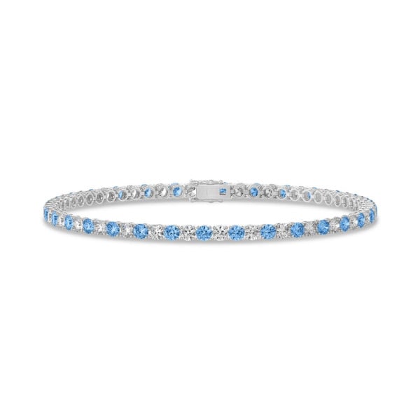 Search all PLP - 3.50 carat bracelet rivière en or blanc avec diamants bleus et blancs