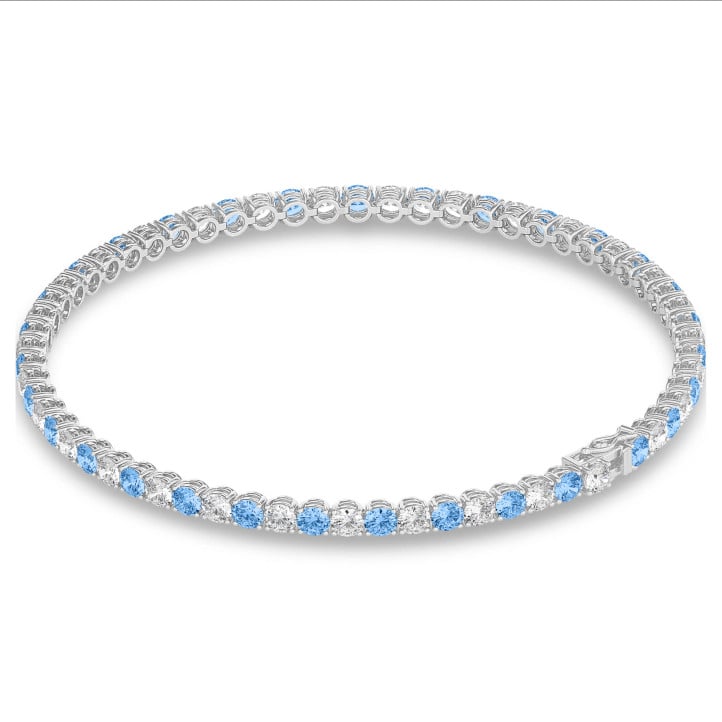 4.00 carat bracelet rivière en or blanc avec diamants synthétiques bleus et blancs