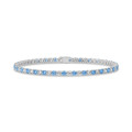 4.40 carat bracelet rivière en or blanc avec diamants synthétiques bleus et blancs