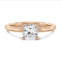 1.20 carat bague solitaire avec un diamant coussin en or rouge