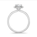 1.20 carats bague solitaire de type auréole avec un diamant synthétique coussin en or blanc avec diamants synthétiques ronds