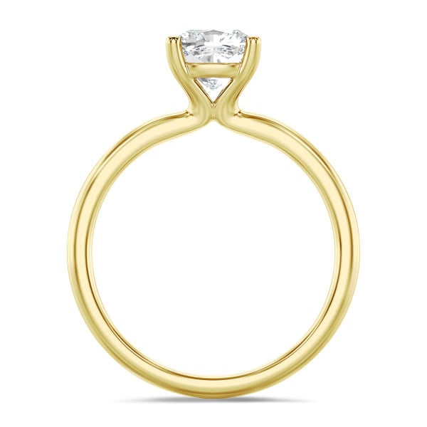 Bagues de fiançailles - 1.00 carat bague solitaire avec un diamant synthétique coussin en or jaune