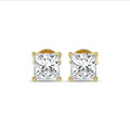 2.00 carats Boucles d'oreilles en or jaune avec diamant princesse solitaire