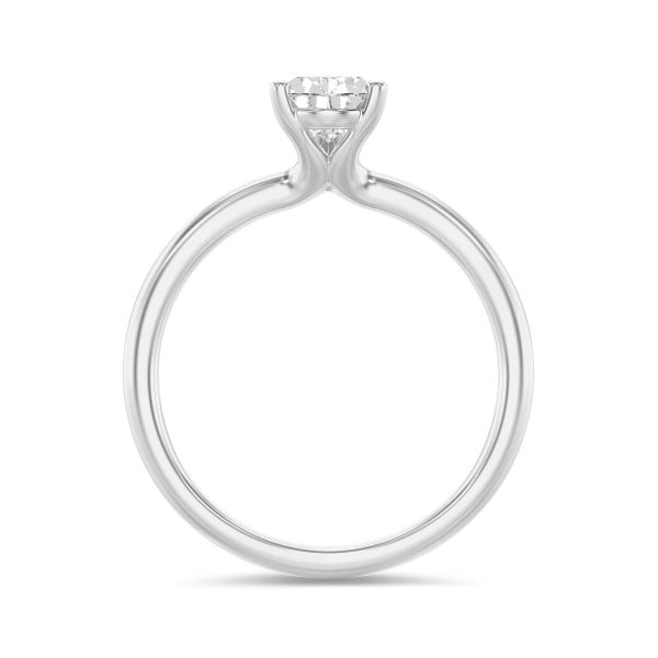 Bagues - 1.00 carat bague solitaire avec un diamant de laboratoire poire en or blanc