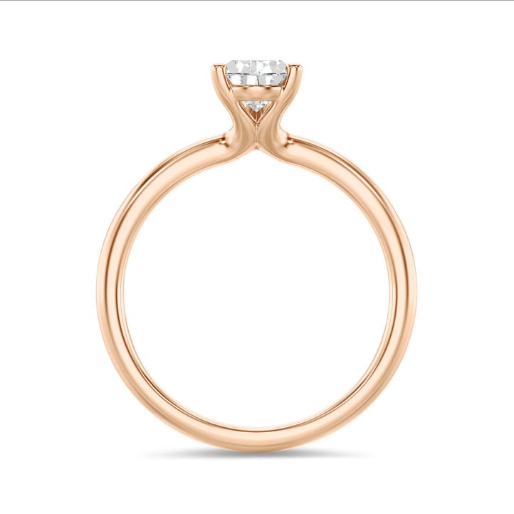 1.00 carat bague solitaire avec un diamant de laboratoire poire en or rouge