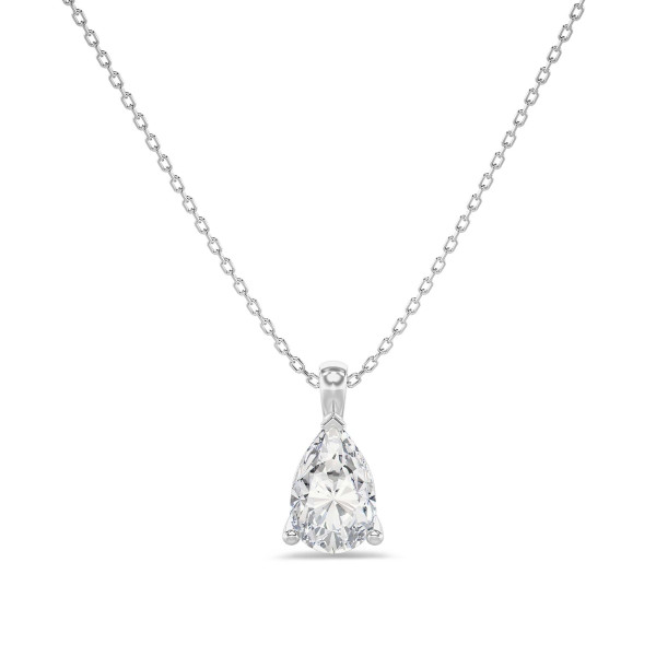 Colliers - 1.00 carat Pendentif solitaire avec diamant poire en or blanc