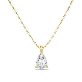 3.00 carat Pendentif solitaire avec diamant de laboratoire poire en or jaune