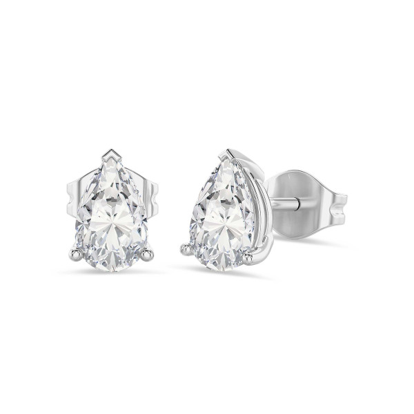 Boucles d'oreilles - 2.00 carats Boucles d'oreilles en or blanc avec diamant de laboratoire poire solitaire