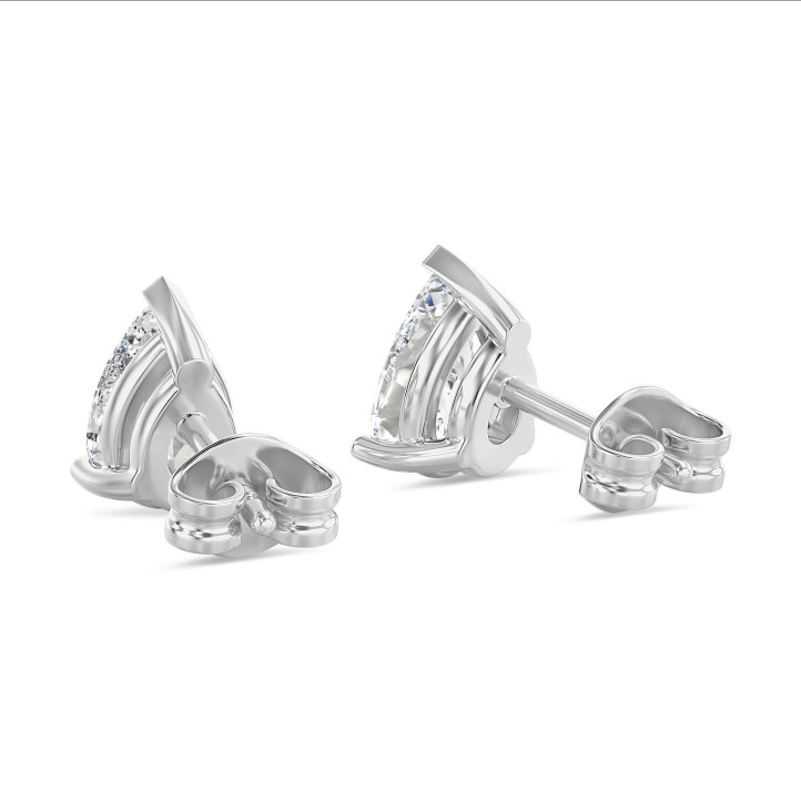 3.00 carats Boucles d'oreilles en or blanc avec diamant de laboratoire poire solitaire