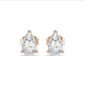 3.00 carats Boucles d'oreilles en or rouge avec diamant de laboratoire poire solitaire