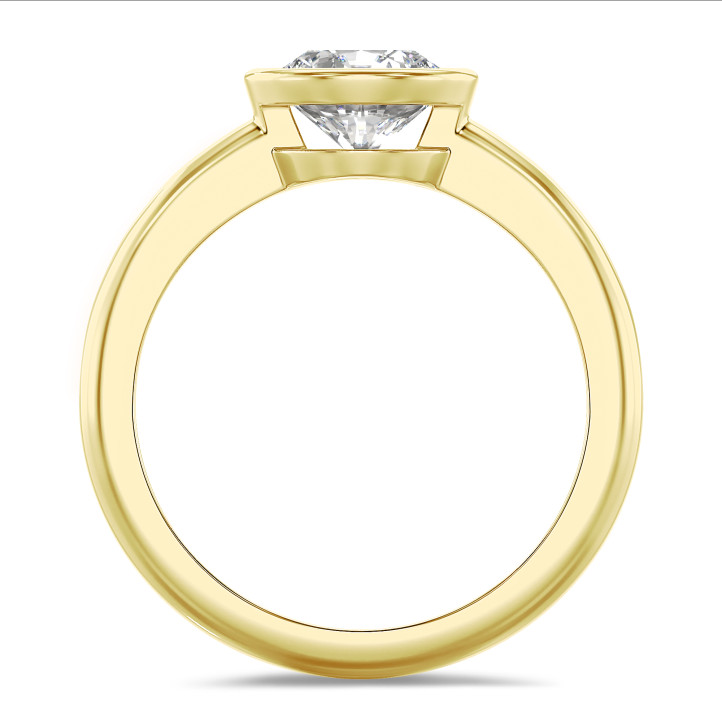 1.00 carats bague solitaire en or jaune avec un diamant de laboratoire rond