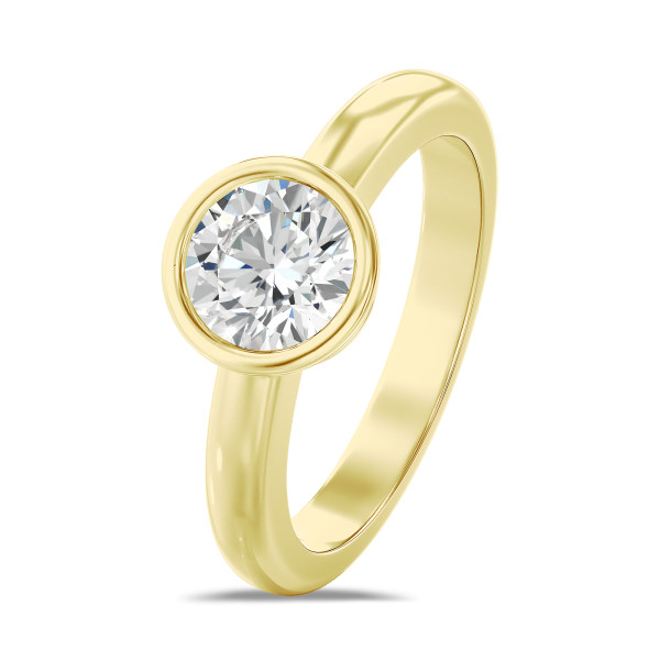 Bagues - 2.00 carats bague solitaire en or jaune avec un diamant de laboratoire rond