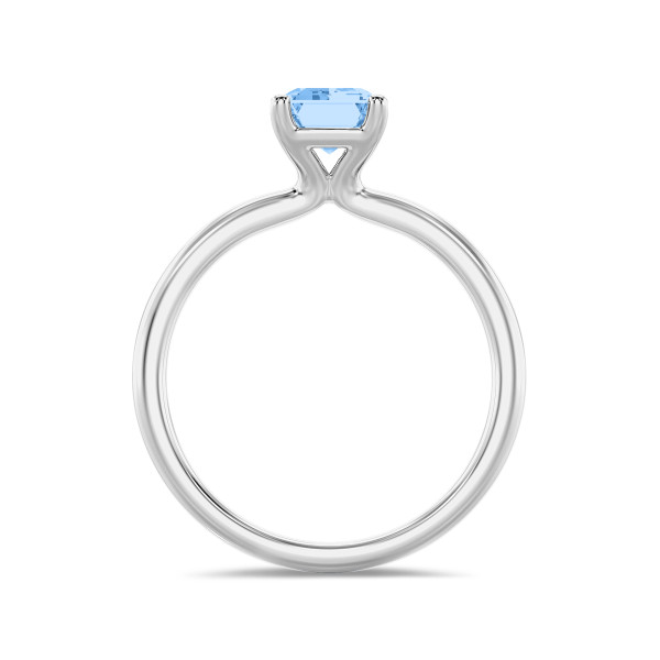 Bagues - 2.00 carat bague solitaire avec un diamant synthétique émeraude bleu en or blanc