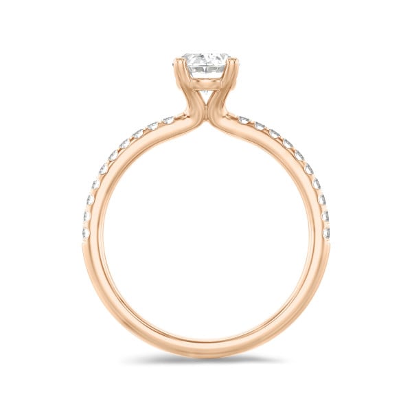 Bagues - 1.50 carats bague solitaire avec un diamant ovale en or rouge avec diamants sur les côtés