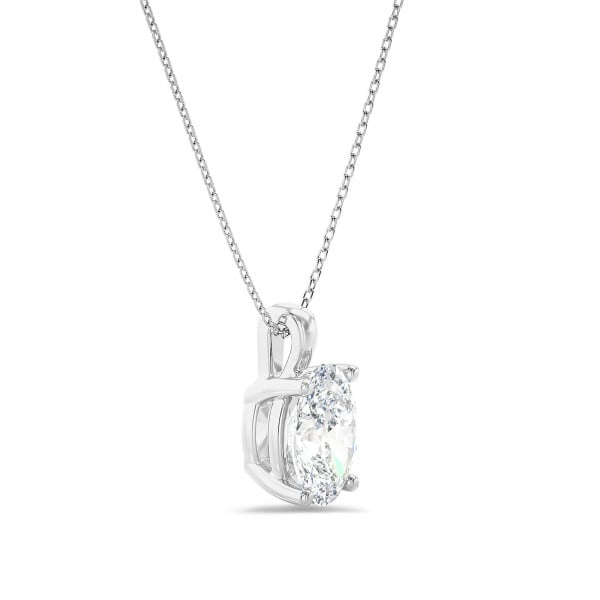 Colliers - 1.00 carat Pendentif solitaire avec diamant ovale en or blanc