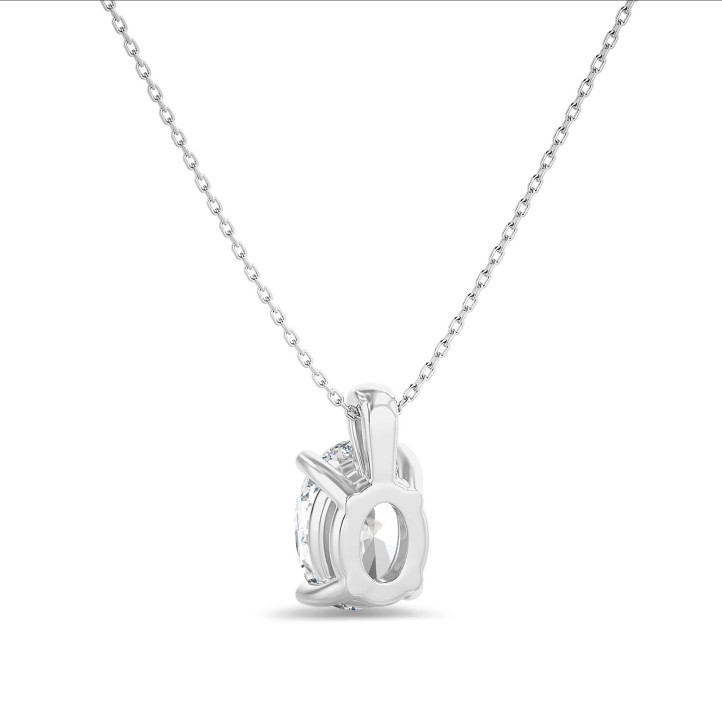 3.00 carat Pendentif solitaire avec diamant de laboratoire ovale en or blanc