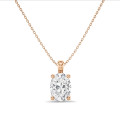 3.00 carat Pendentif solitaire avec diamant de laboratoire ovale en or rouge