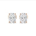 4.00 carats boucles d'oreilles solitaire en or rouge avec diamant ovale