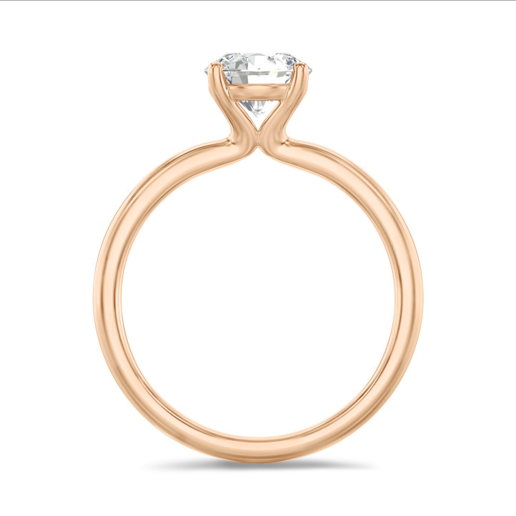 1.00 carat bague solitaire en or rouge avec diamant rond