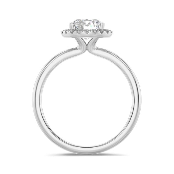 Bagues de fiançailles - 1.50 carat bague solitaire de type auréole en or blanc avec diamants ronds